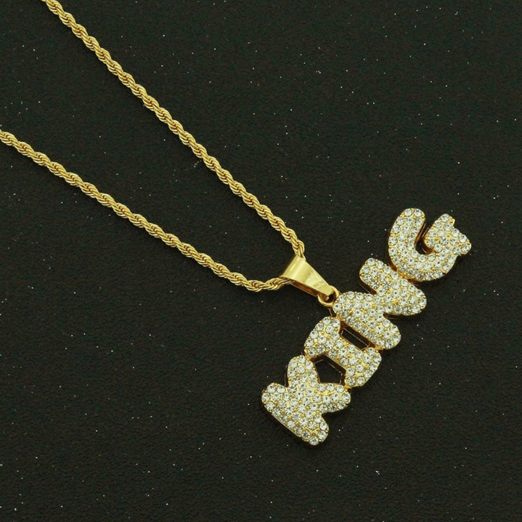 Hip Hop Bling Bling King Pendant Necklace Unisex Hip Hop Bling Bling King Pendant Necklace Unisex